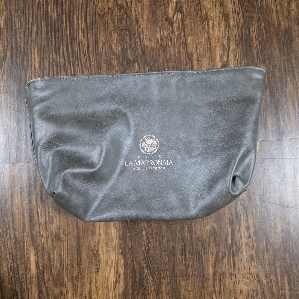 Podere La Marronaia Reversible Toiletry Bag Tan Gray Travel Pouch Tuscany Italy